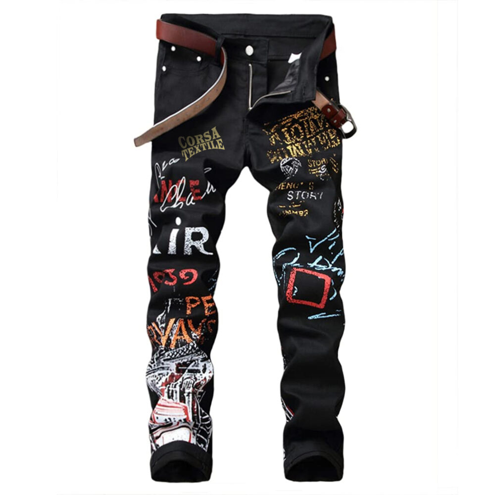Men's Casual Color Printed Jeans Skinny Bulk Production for Fashion Brands & Retailers