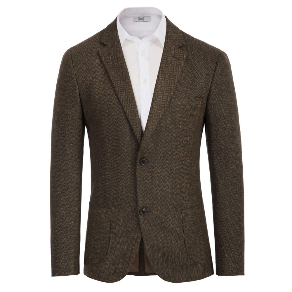Men's Herringbone Tweed Blazer British Wool Blend Elegant, Comfortable & Professional Design
