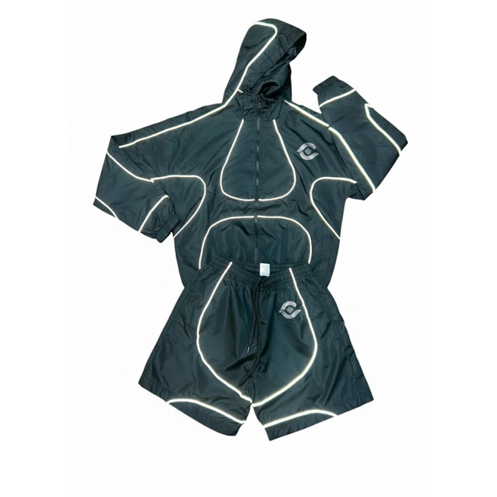 Reflective windbreaker jackets and short sets