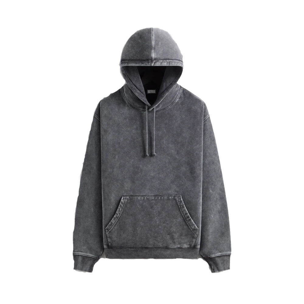 Sueded Fleece Stone Wash Hoodie Bulk Production for Fashion & Streetwear Brands