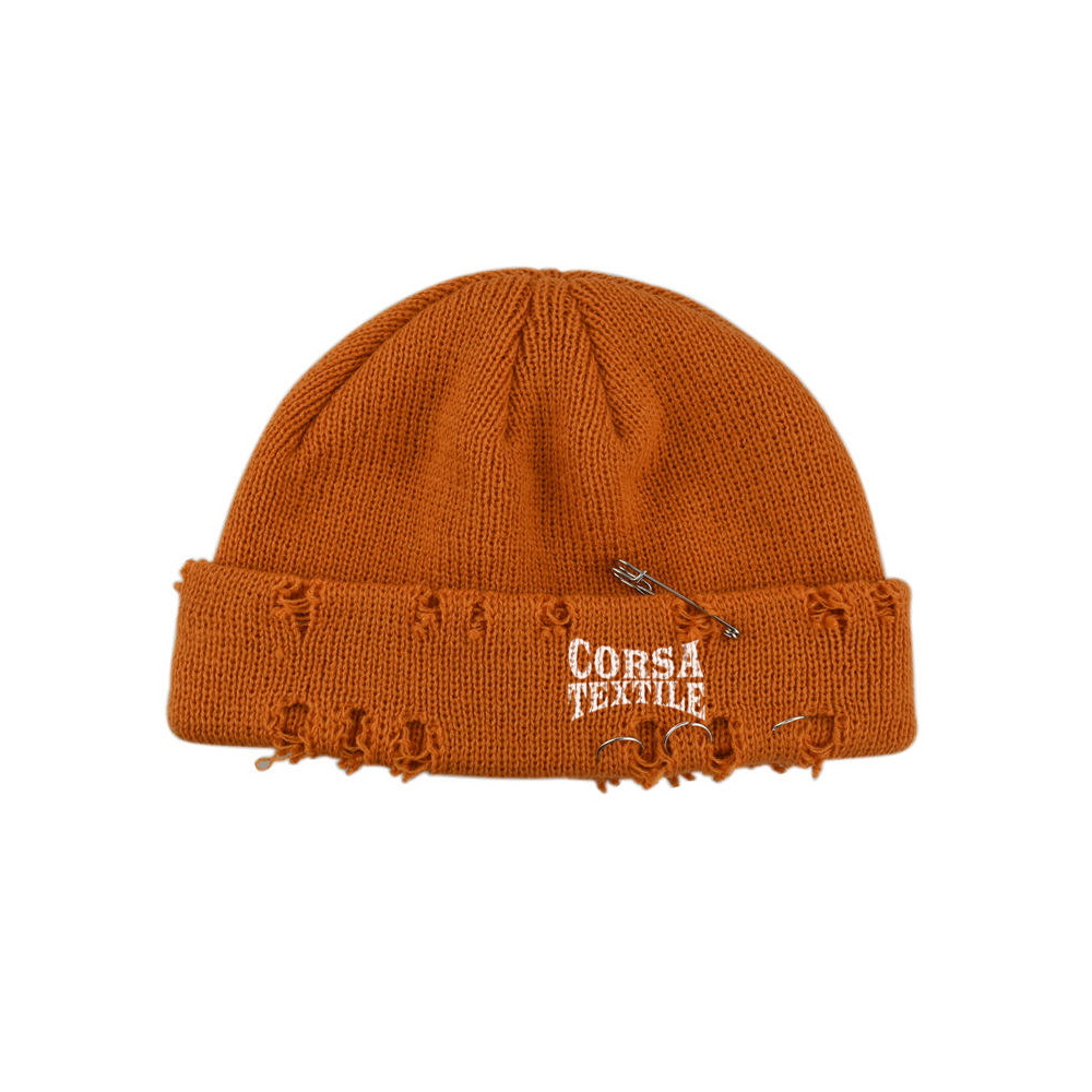 Distressed Beanie Winter Knit Hats Trendy Metal Rings