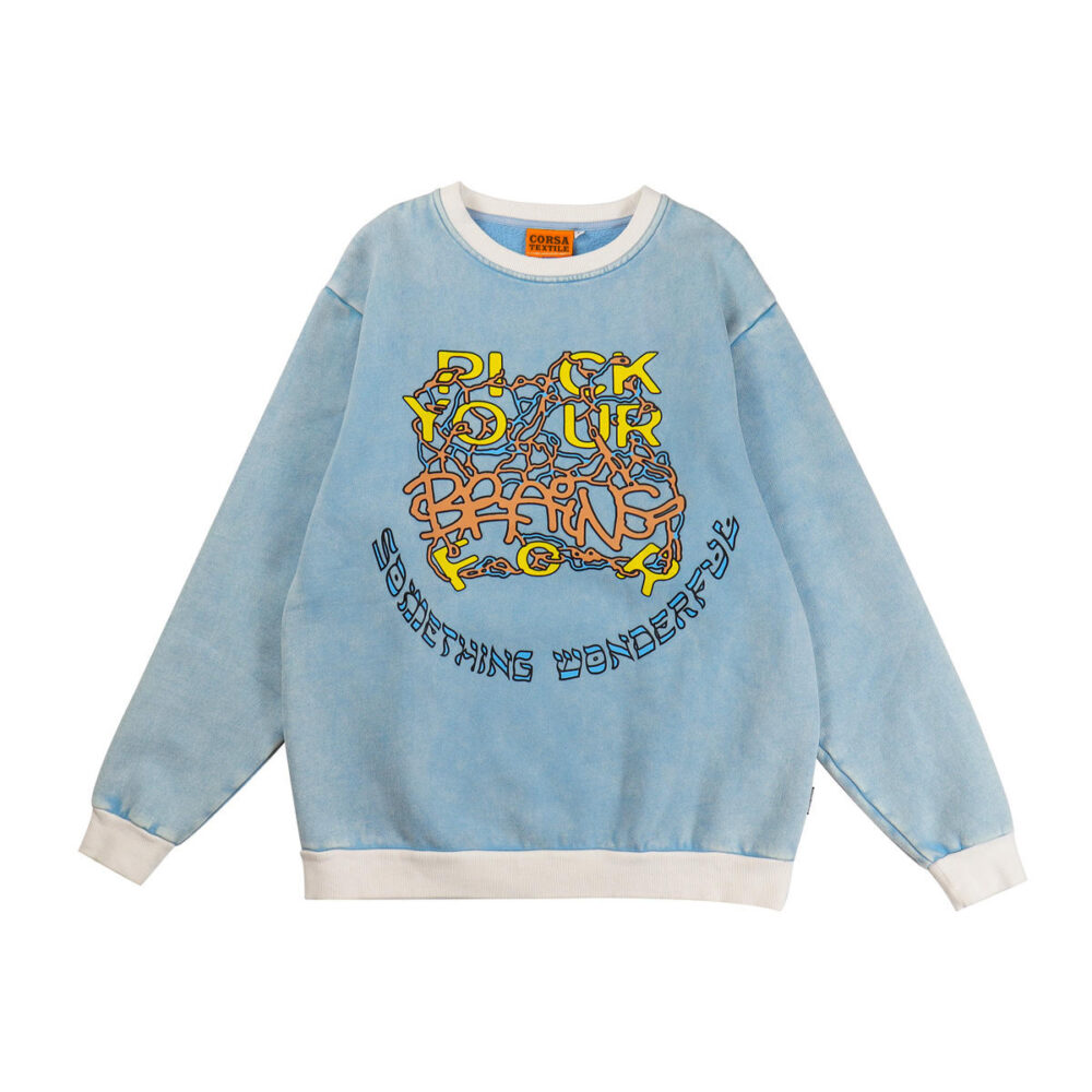 Men's Evil Eyes Polar Fleece Light Blue Sweatshirt Exporter for USA, UK, and European Markets