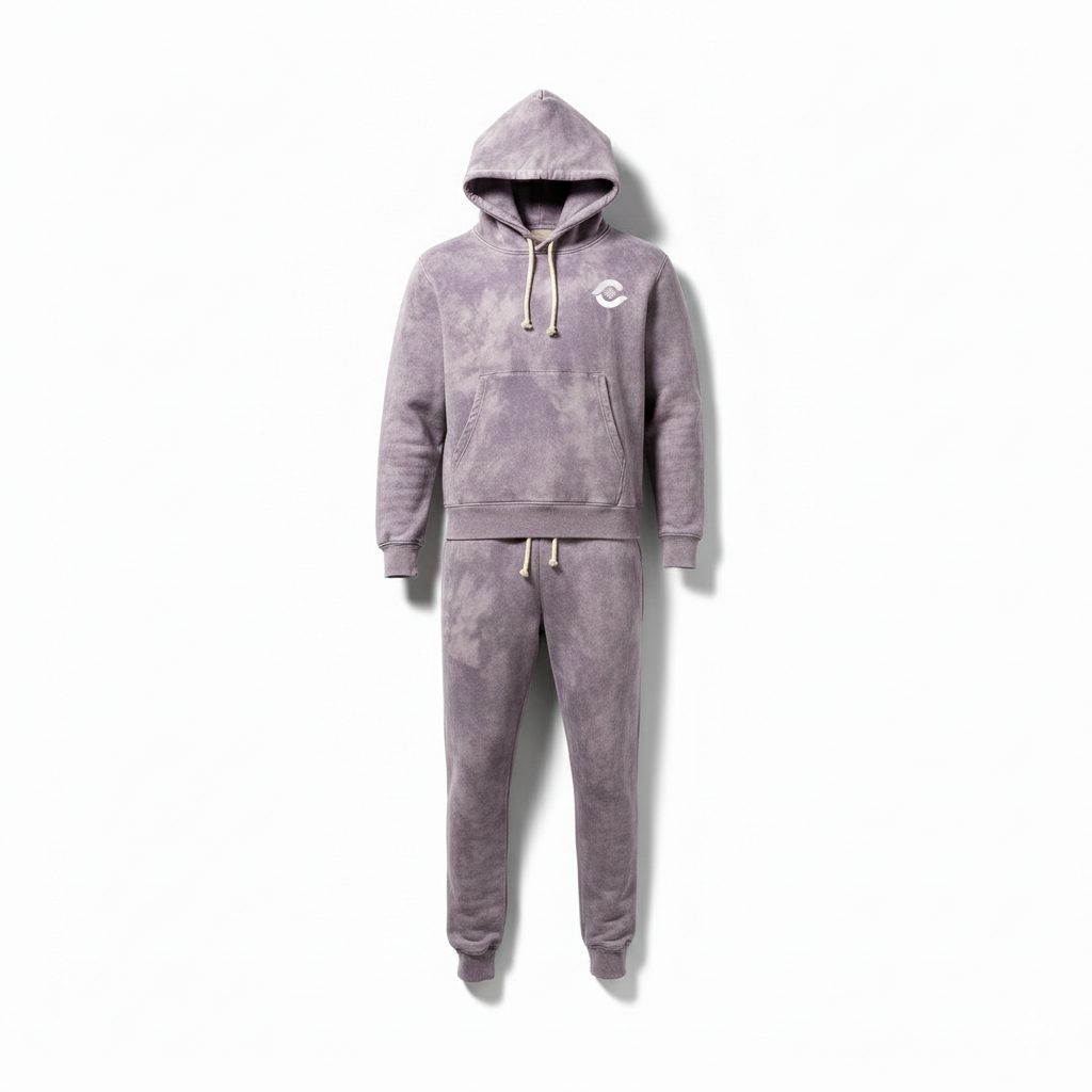 Boxy Distressed Applique Washed Stacked Sweat Suit
