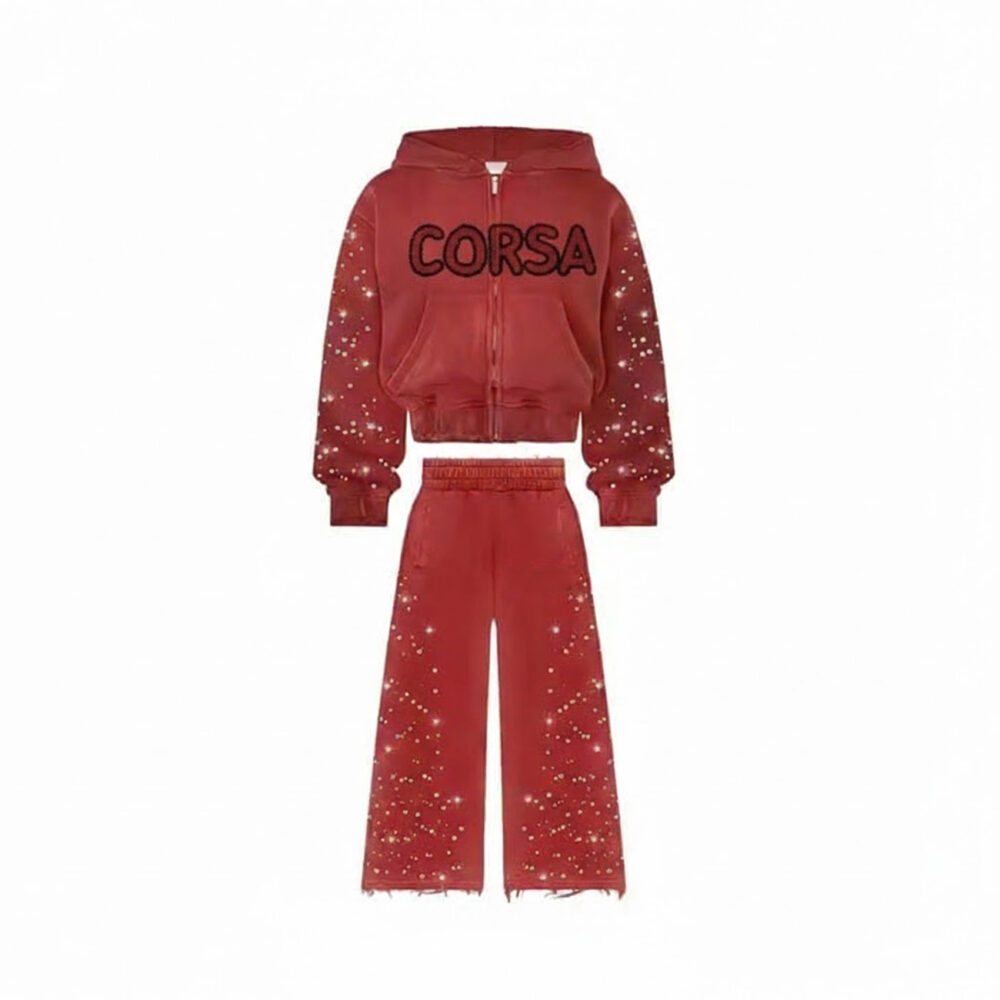 Custom Rhinestone Sweat suit Hoodie & Jogger Set